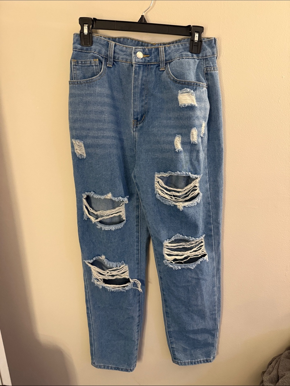SHEIN Ripped Boyfriend Jeans - Blue